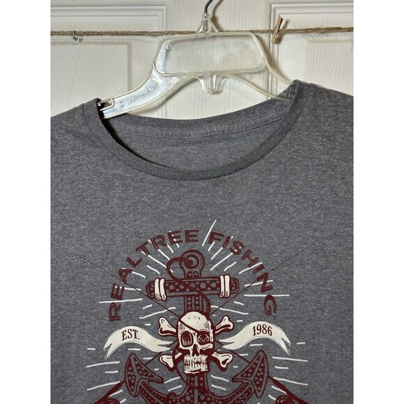 Realtree T-shirt Men’s XL Gray Short Sleeve Skull & Crossbones Built For Advent - Picture 3 of 4